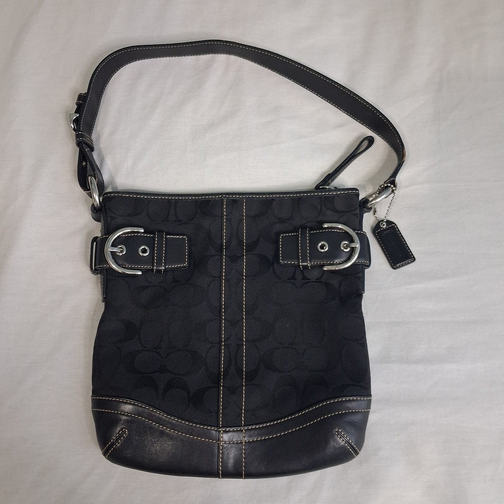 Coach Classic Signature Monogram Purse Handbag GO5M-3577 Black Jacquard Leather